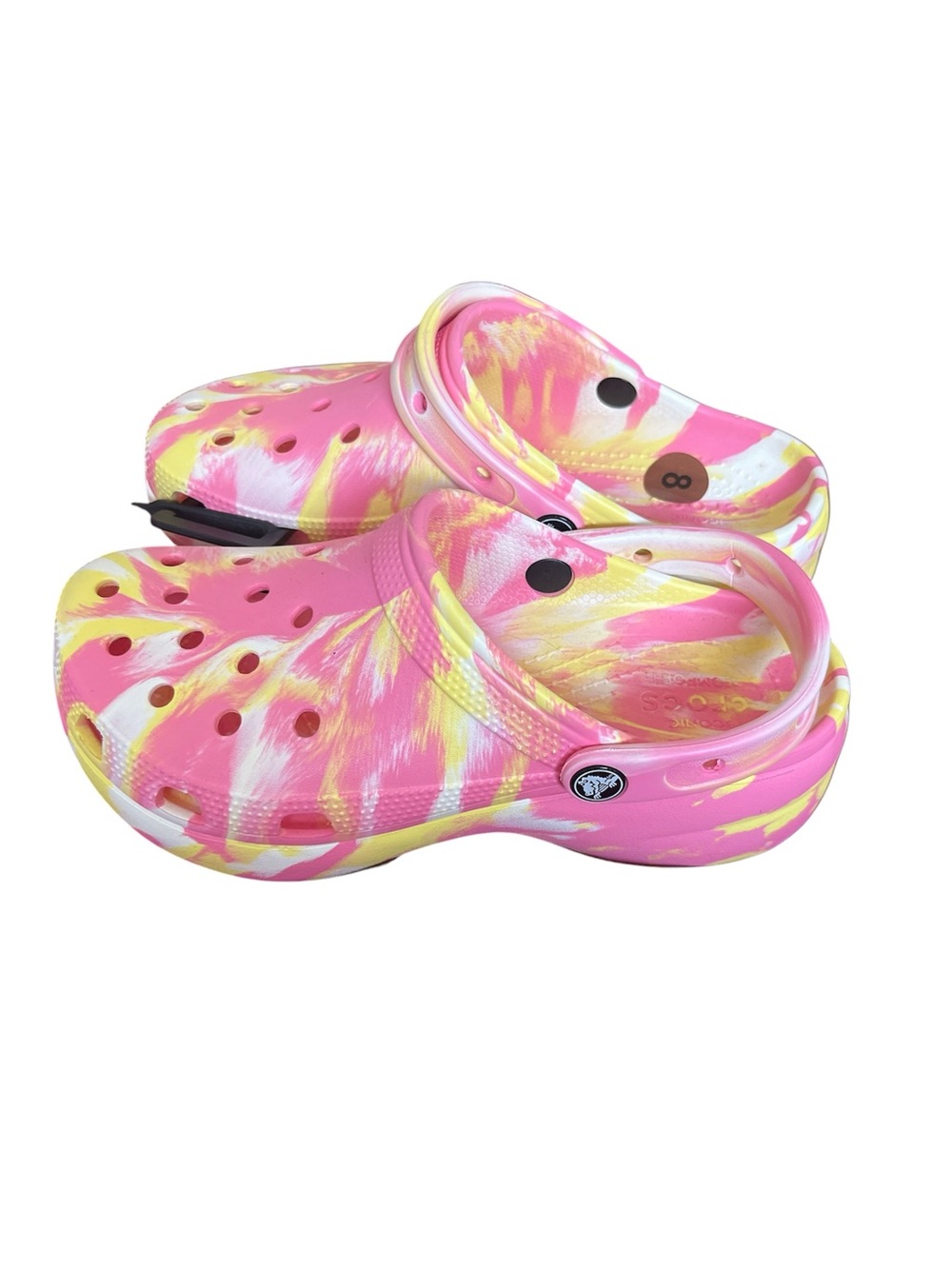 Tie-Dye Pink & Yellow Comfort platform Crocs